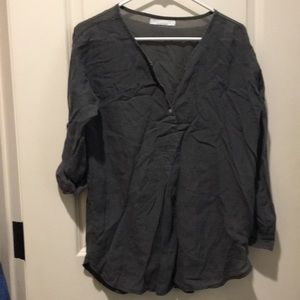 Corner Shop womens Sheer top one button/rayon blend sleeves roll up tab no size